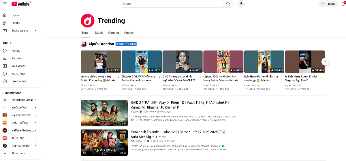 YouTube Trending