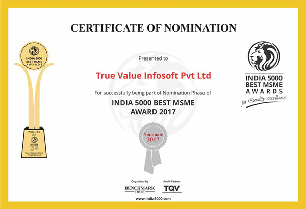 Truevalue Best MSME Award